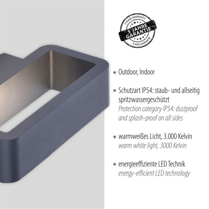 Paul Neuhaus LED-Außenwandleuchte, anthrazit, beidseitig beleuchtet, warmweiß, IP44 Osterangebot