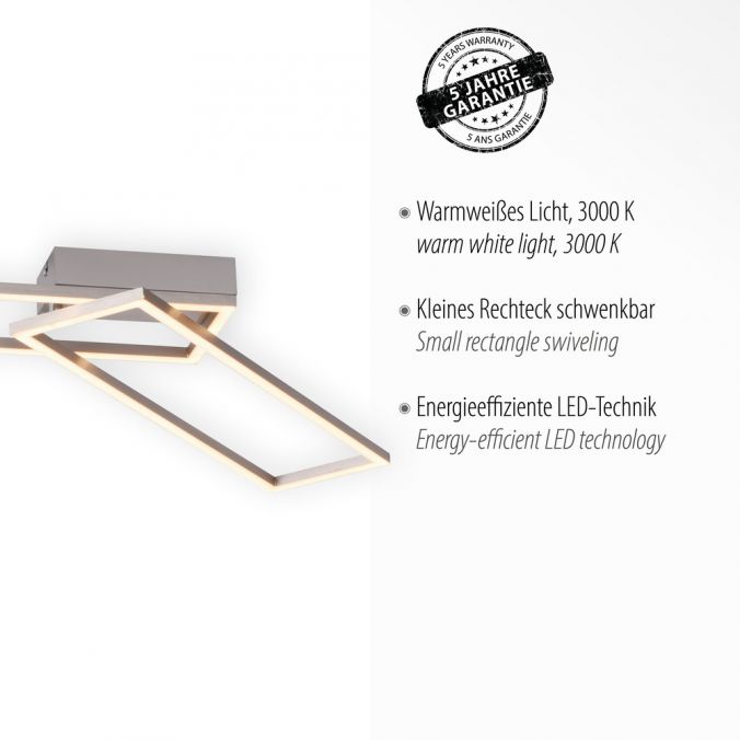 Paul Neuhaus LED Deckenleuchte, stahlfarben, warmweiß, drehbar, 2xLED Muttertagsangebot