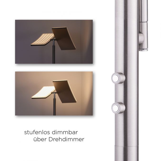 Paul Neuhaus LED-Deckenfluter, stahlfarbig, Lesearm, dimmbar, inkl. Touchschalter Blitzangebot