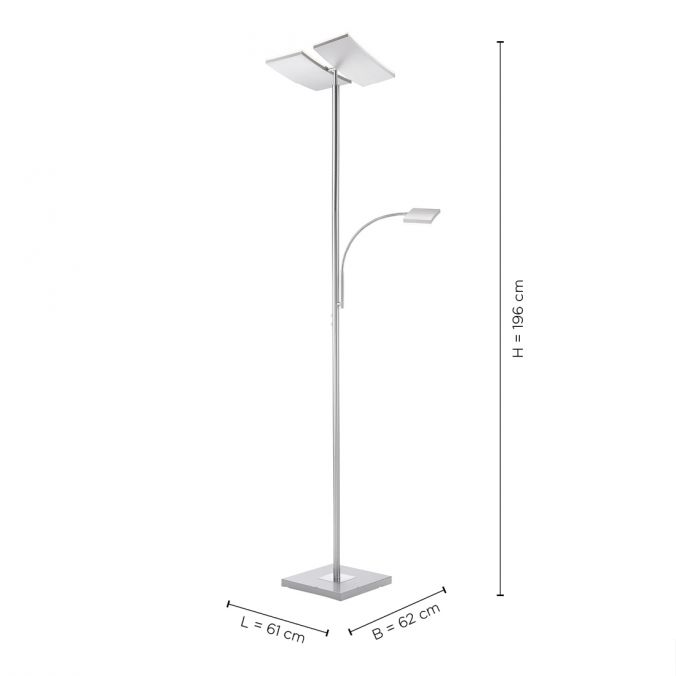 Paul Neuhaus LED-Deckenfluter, stahlfarbig, Lesearm, dimmbar, inkl. Touchschalter Blitzangebot