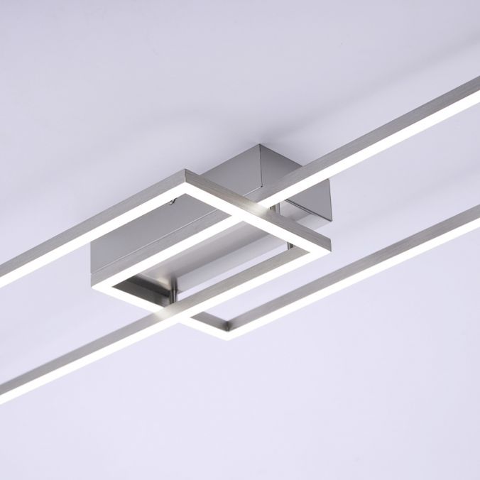 Paul Neuhaus LED Deckenleuchte, stahlfarben, 2 Leuchtrahmen, dimmbar, modern Große Rabatte