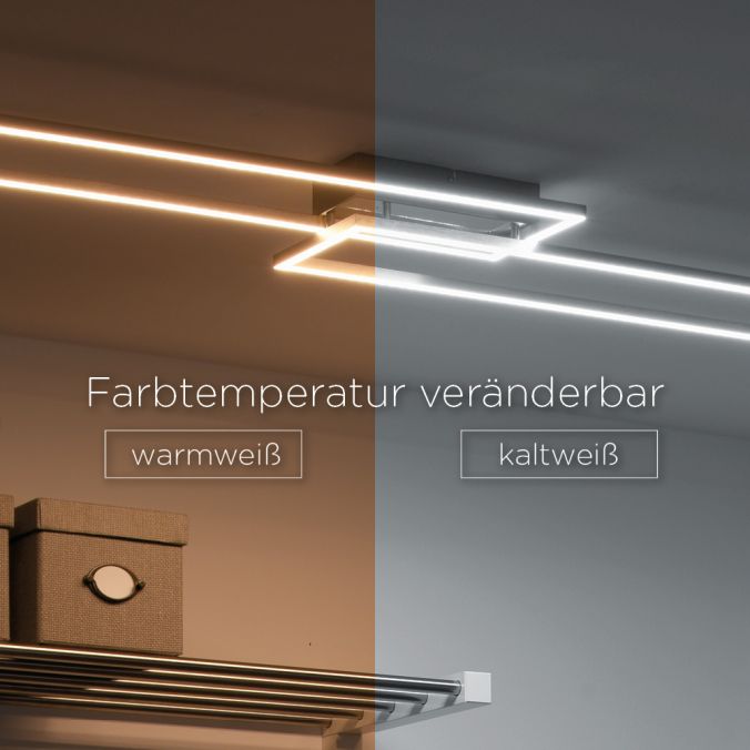 Paul Neuhaus LED Deckenleuchte, stahlfarben, 2 Leuchtrahmen, dimmbar, modern Große Rabatte