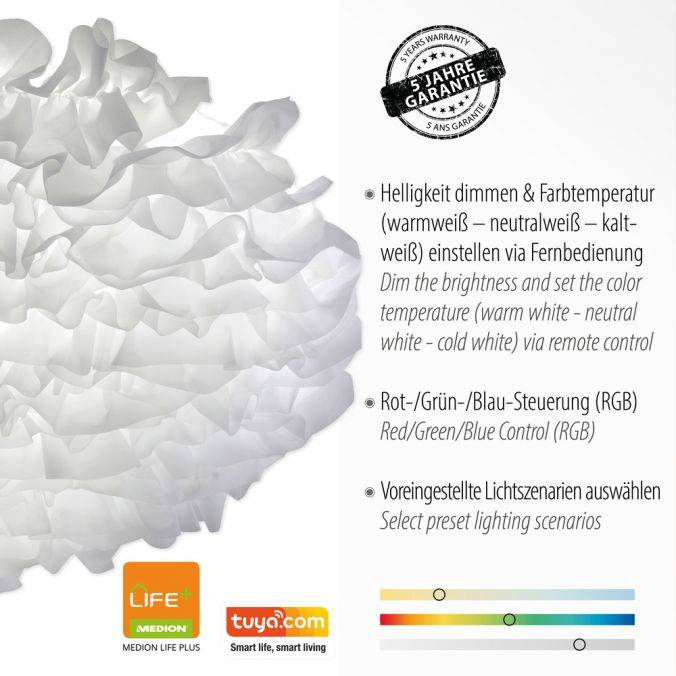 Paul Neuhaus LED Deckenleuchte, Naomi, Stoffschirm, weiß, Ø75cm VIP-Rabatte