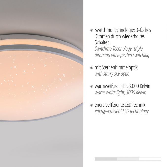 Paul Neuhaus LED Deckenleuchte D=38cm silber Sternenhimmeloptik dimmbar JETZT KAUFEN