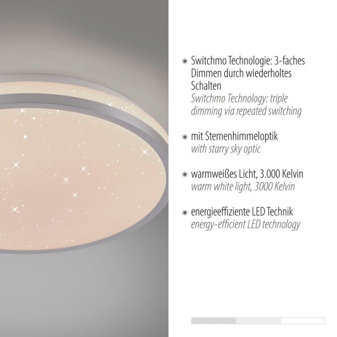 Paul Neuhaus LED Deckenleuchte D=28cm silber Sternenhimmeloptik dimmbar Neueste Stile