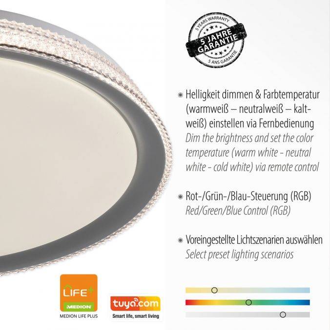 Paul Neuhaus LED-Deckenleuchte, silber, dimmbar, App, Fernbedienung Bis zu 65% Rabatt