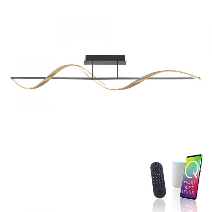 Paul Neuhaus Paul Neuhaus LED Deckenleuchte Q-SWING anthrazit mit messing matt Smarthome