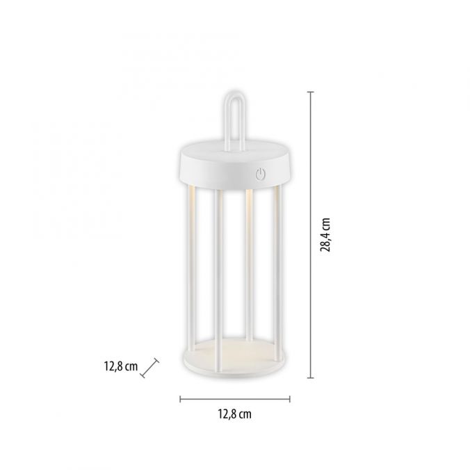 Paul Neuhaus LED Akkulampe Tischleuchte weiß 28cm Touchdimmer IP44 Gartenleuchte zollfrei