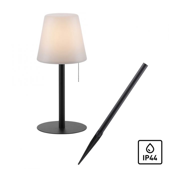 Paul Neuhaus LED Tischleuchte, schwarz, dimmbar, modern, inkl. Zugschalter, kabellos