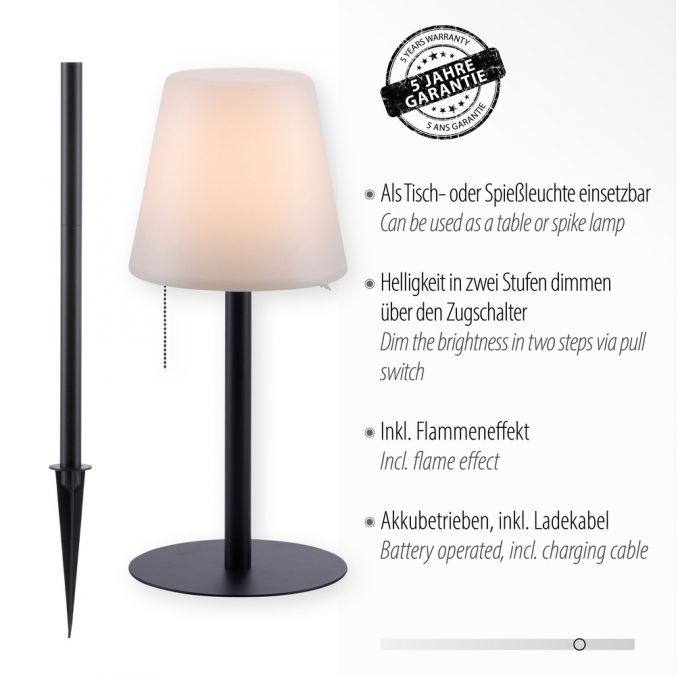 Paul Neuhaus LED Tischleuchte, schwarz, dimmbar, modern, inkl. Zugschalter, kabellos Online