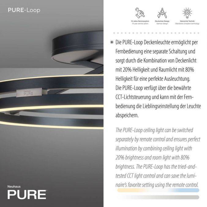 Paul Neuhaus Paul Neuhaus LED Deckenleuchte PURE Loop grau Fernbedienung Angebote