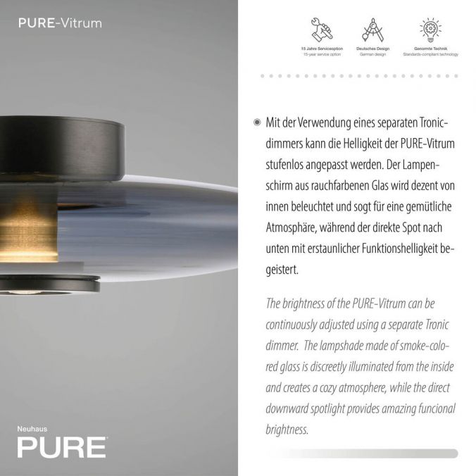 Paul Neuhaus Paul Neuhaus LED Wan- und Deckenleuchte PURE Vitrum grau Rauchglas Günstiger Verkauf