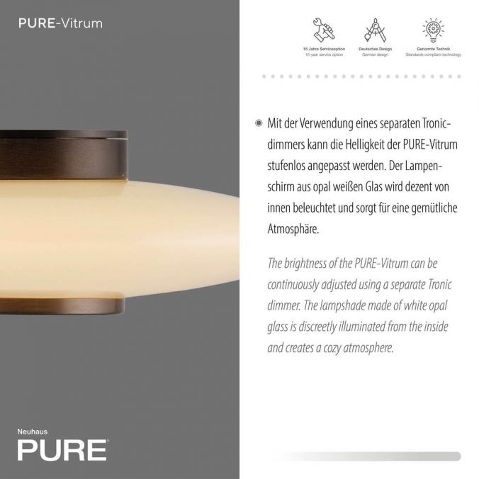 Paul Neuhaus Paul Neuhaus LED Wand- und Deckenleuchte PURE Vitrum dark-metal brown Fabrikverkauf