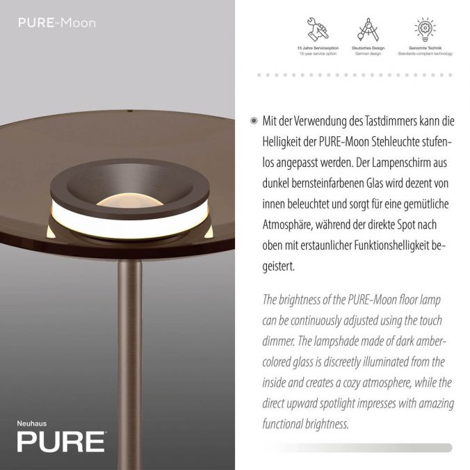 Paul Neuhaus Paul Neuhaus LED Stehleuchte Pure Moon bronze Touchdimmer Amberfarben Blitzverkäufe