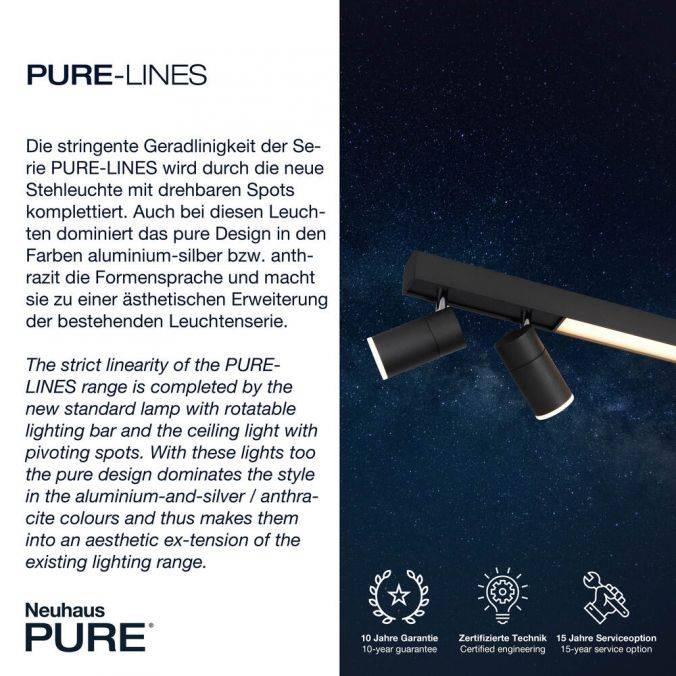 Paul Neuhaus Paul Neuhaus PURE LINES SPOT LED Strahler anthrazit dimmbar drehbar CCT Fabrikpreis