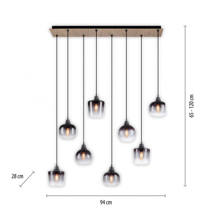 Paul Neuhaus LED Pendelleuchte Holz 8 flammig Rauchglas modern Wohnlampe Günstig kaufen