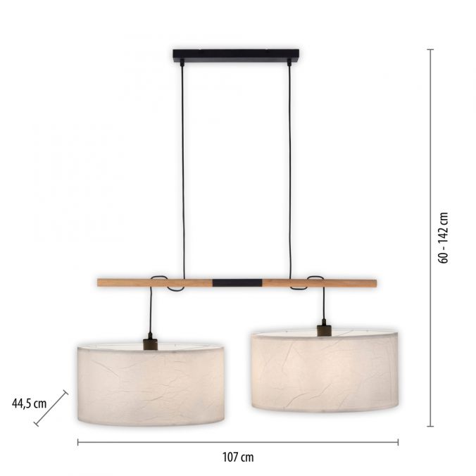 Paul Neuhaus LED Pendelleuchte schwarz mit Holzoptik 2 flammig zeitloses Design Begrenztes Angebot