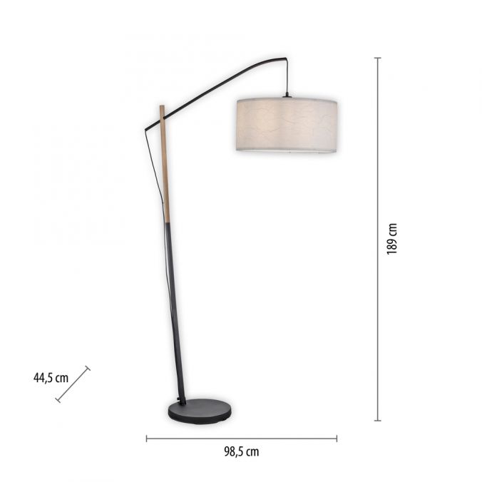 Paul Neuhaus LED Stehleuchte schwarz mit Holzoptik Schnurschalter zeitloses Design Exklusivangebot