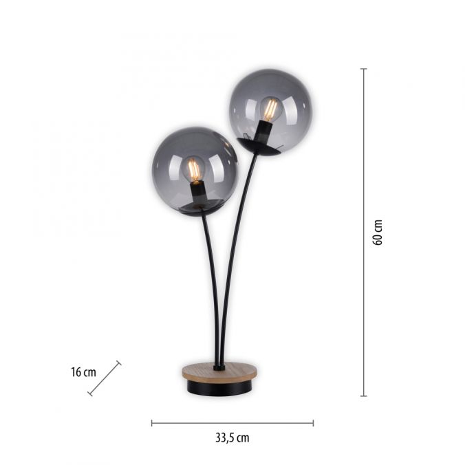 Paul Neuhaus LED Tischleuchte Holz rauchfarben Schnurschalter IP20 Innenlampe Black Friday