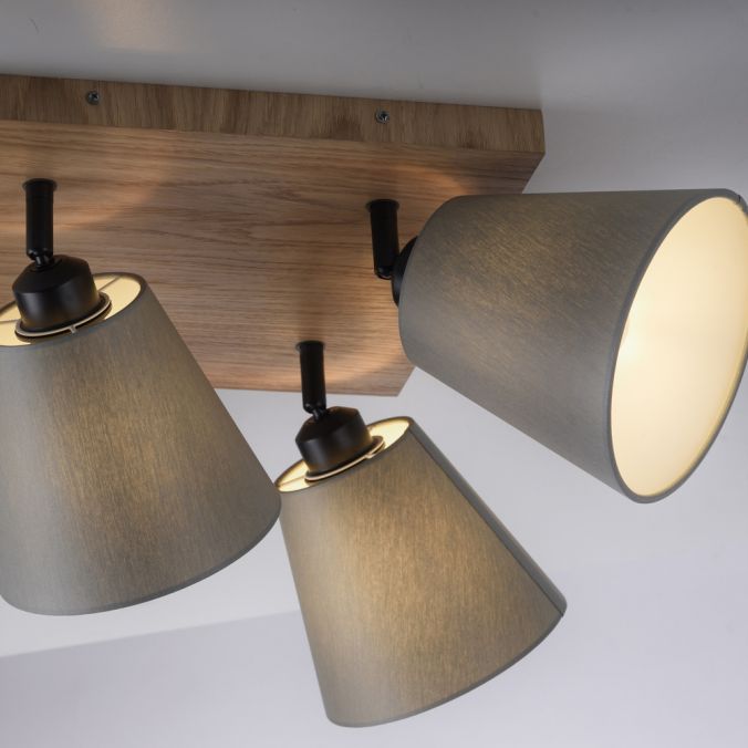 Paul Neuhaus LED Wandleuchte Holz natur 4 flammig quadratidsch Stoffschirm Cyber Monday