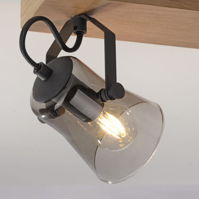 Paul Neuhaus LED Deckenleuchte 2 flammig Echtholz mit Eiche dreh und schwenkbar Weihnachtsangebot