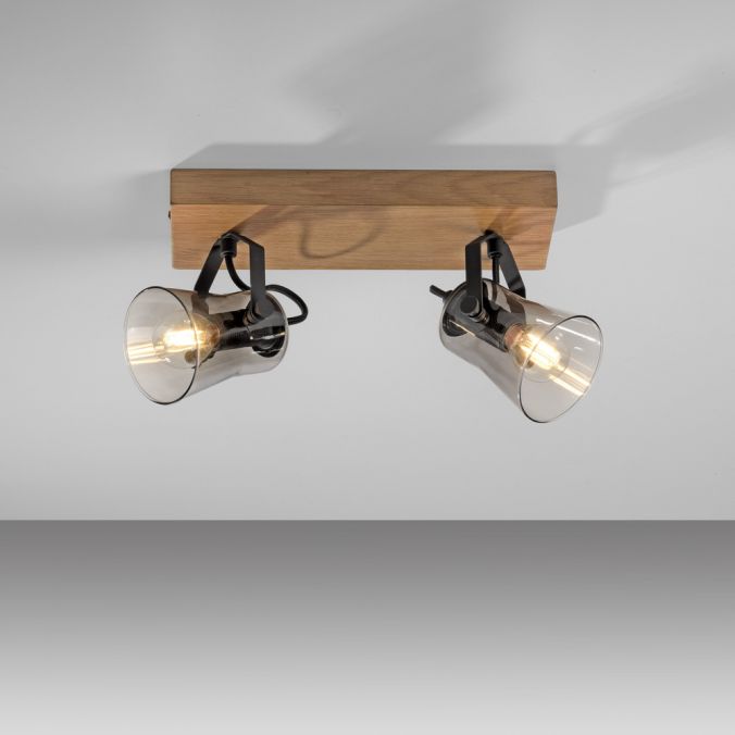 Paul Neuhaus LED Deckenleuchte 2 flammig Echtholz mit Eiche dreh und schwenkbar Weihnachtsangebot
