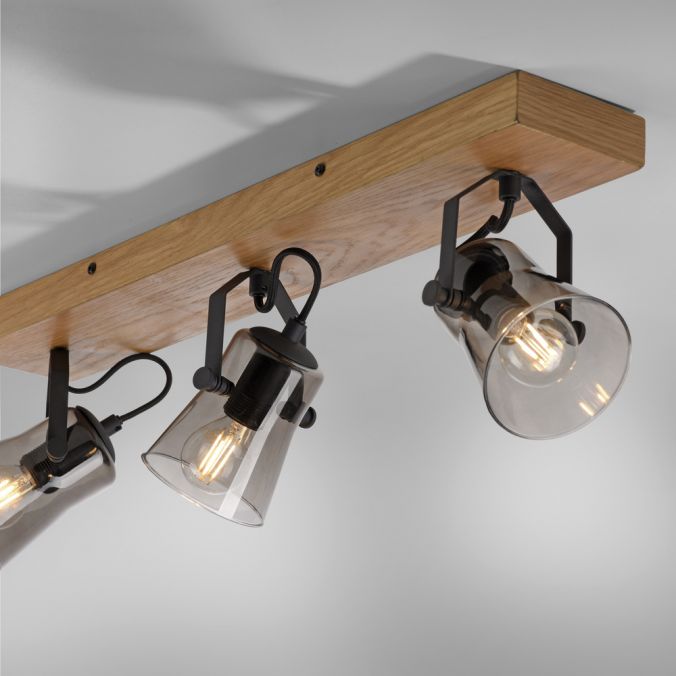 Paul Neuhaus LED Deckenleuchte 3 flammig Echtholz mit Eiche dreh und schwenkbar Osterangebot