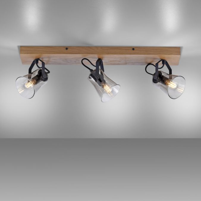 Paul Neuhaus LED Deckenleuchte 3 flammig Echtholz mit Eiche dreh und schwenkbar Osterangebot