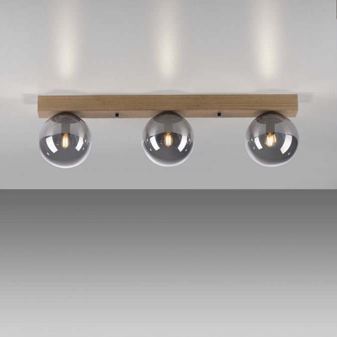 Paul Neuhaus LED Deckenleuchte 3 flammig Holz rauchfarben nachhaltig IP20 Muttertagsangebot