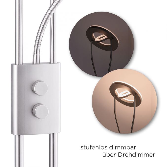 Paul Neuhaus LED-Deckenfluter, stahlfarben, Leseleuchte, dimmbar, warmweißes Licht Neueste Mode