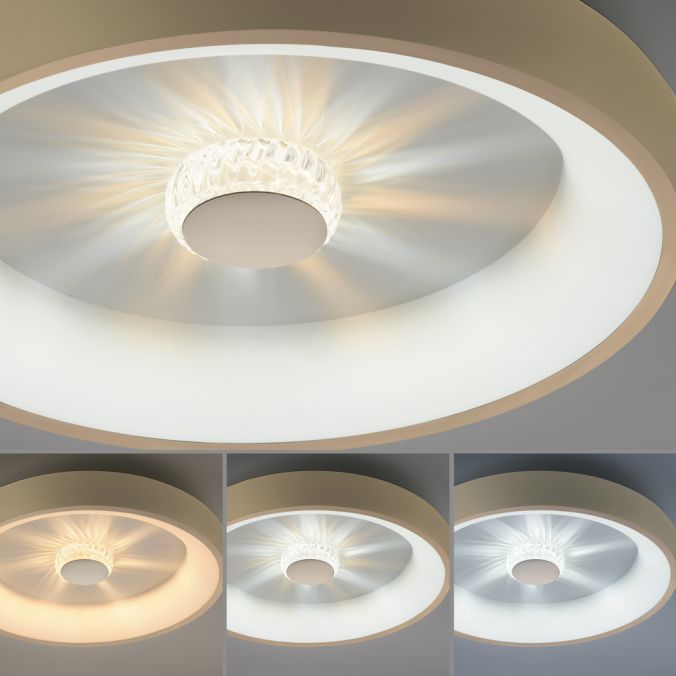Paul Neuhaus LED Deckenleuchte messing matt rund Kristalleffekte dimmbar Blitzangebot