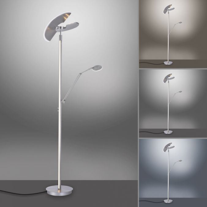 Paul Neuhaus Paul Neuhaus PURE MUTIL LED Deckenfluter silber farbig Leselicht dimmbar Große Rabatte