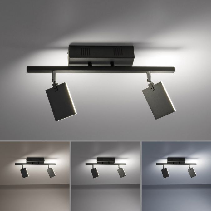 Paul Neuhaus Paul Neuhaus PURE MIRA LED Deckenleuchte schwarz 2 flammig dimmbar CCT Memory Neuheiten