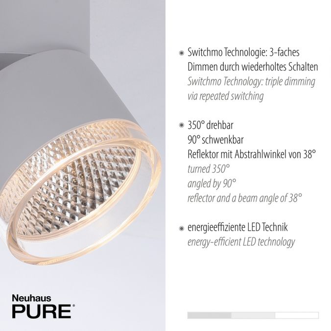 Paul Neuhaus Paul Neuhaus LED Deckenleuchte PURE-NOLA weiß 4 flammig drehbar dimmbar Kauf eins, bekomm eins gratis
