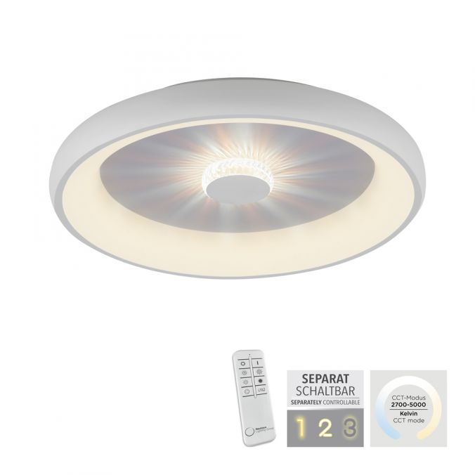 Paul Neuhaus LED Deckenleuchte weiß 61x61 rund Kristalleffekte dimmbar steuerbar CCT