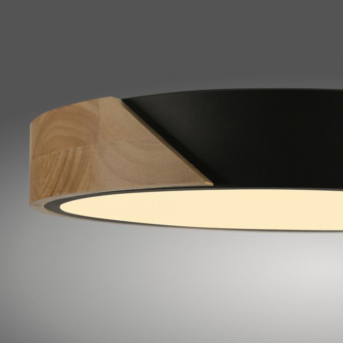 Paul Neuhaus LED Deckenleuchte rund schwarz mit Holzdekor zeitloses Design Discount Store für neue Produkte