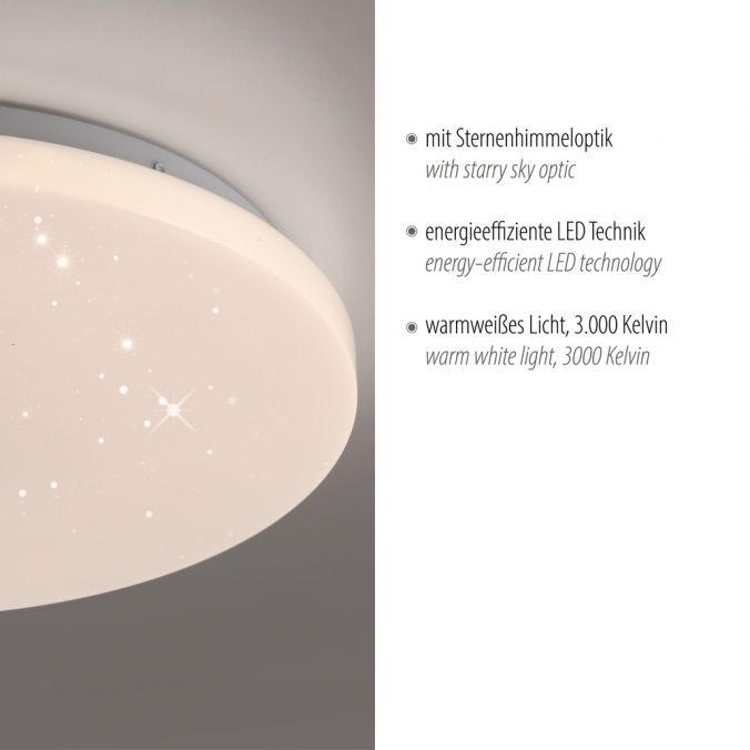 Paul Neuhaus LED Deckenleuchte D=34cm weiß Sternenhimmeloptik zeitloses Design warmweiß Nur noch ein Tag übrig