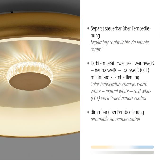 Paul Neuhaus LED Deckenleuchte messing matt 61x61 rund Kristalleffekte dimmbar steuerbar Clearance-Verkauf