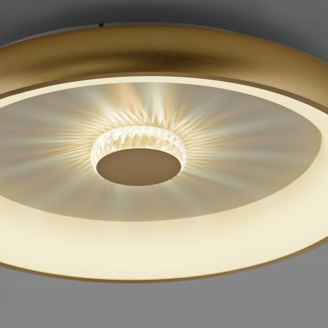 Paul Neuhaus LED Deckenleuchte messing matt 61x61 rund Kristalleffekte dimmbar steuerbar Clearance-Verkauf