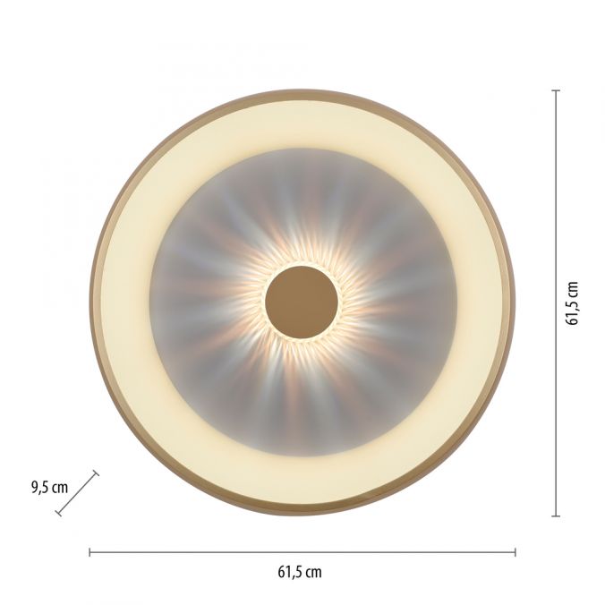Paul Neuhaus LED Deckenleuchte messing matt 61x61 rund Kristalleffekte dimmbar steuerbar Clearance-Verkauf