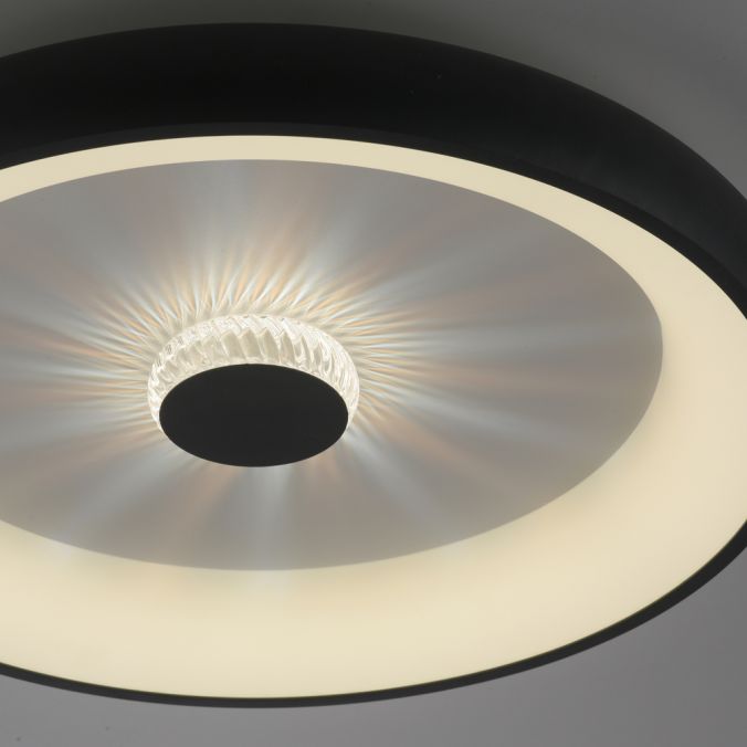 Paul Neuhaus LED Deckenleuchte schwarz 61x61 rund Kristalleffekte dimmbar steuerbar CCT Kostenloser Versand international
