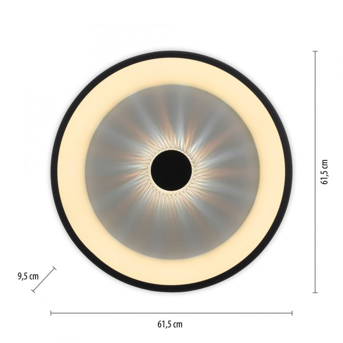 Paul Neuhaus LED Deckenleuchte schwarz 61x61 rund Kristalleffekte dimmbar steuerbar CCT Kostenloser Versand international