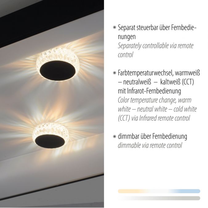 Paul Neuhaus LED Deckenleuchte schwarz rechteckig Kristalleffekte dimmbar steuerbar CCT Fabrikladen