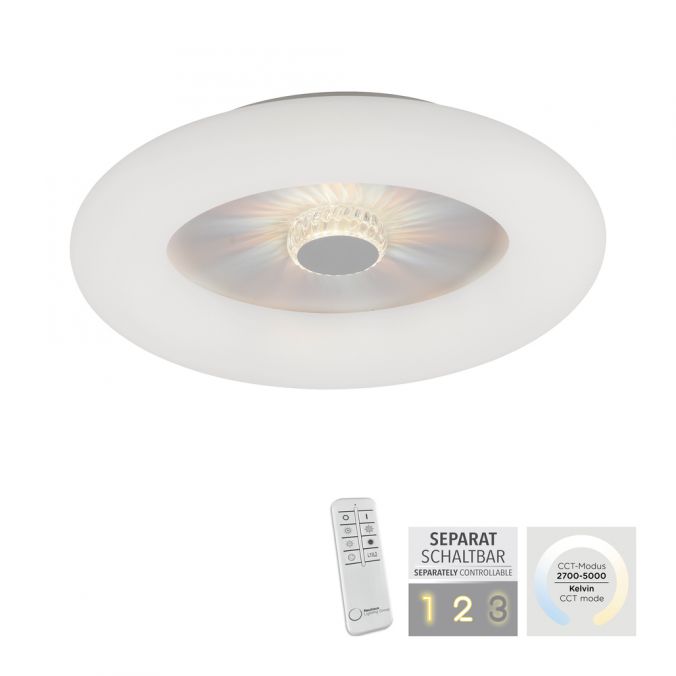 Paul Neuhaus LED Deckenleuchte weiß rund 50x50 Kristalleffekte dimmbar steuerbar CCT