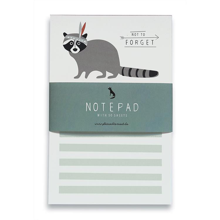 Pleased To Meet Racoon Notizblock A6