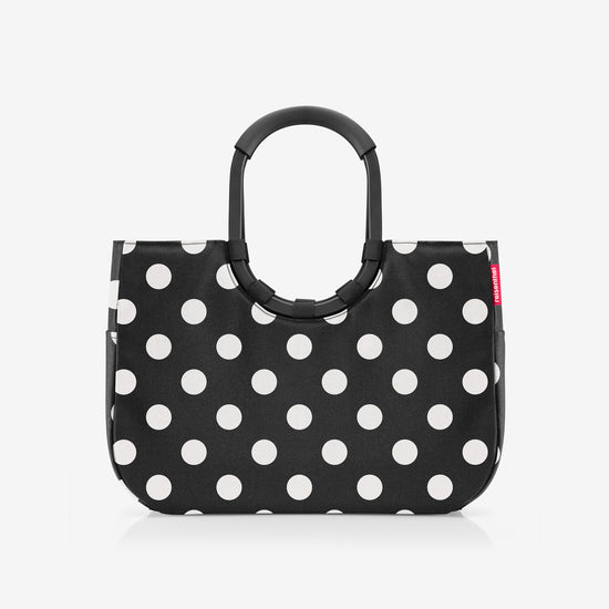 Reisenthel loopshopper L frame dots white (Einkaufstasche,schwarz) Lagerräumung