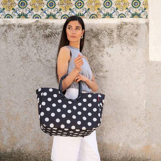 Reisenthel loopshopper L frame dots white (Einkaufstasche,schwarz) Lagerräumung