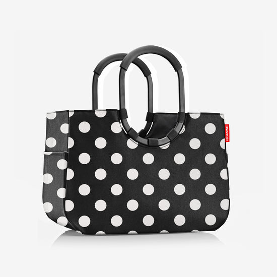 Reisenthel loopshopper L frame dots white (Einkaufstasche,schwarz) Lagerräumung