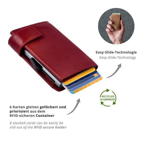 SecWal Kartenetui mit Münzfach Druckknopf Geldbörse aus Leder Top Angebot