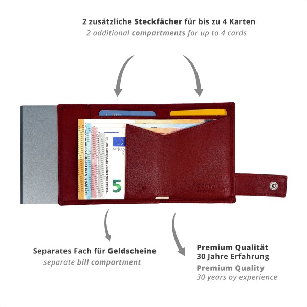 SecWal Kartenetui mit Münzfach Druckknopf Geldbörse aus Leder Top Angebot